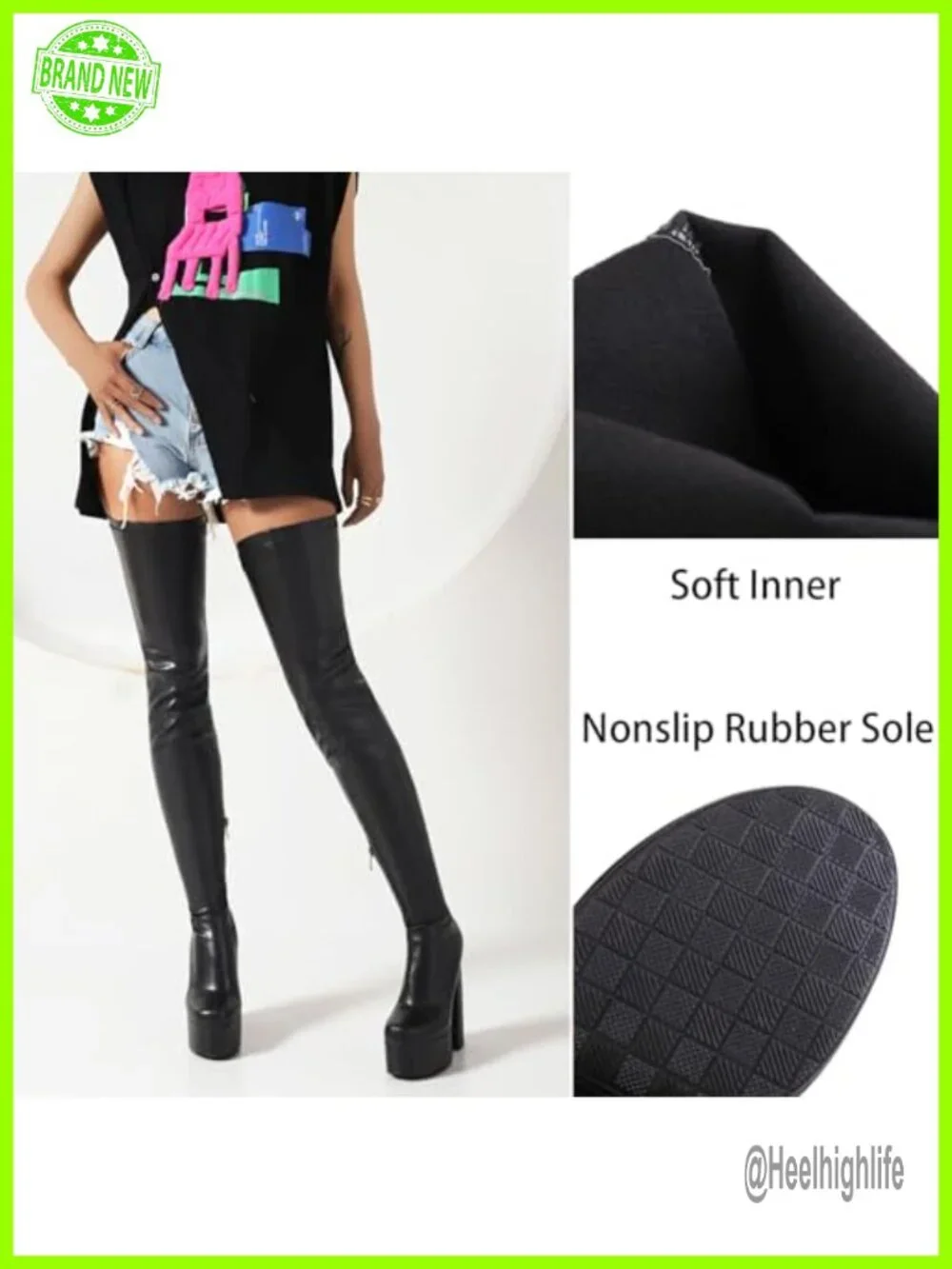 Over-the-knee Boots Thigh High Block Heel Faux Leather Zip Closure